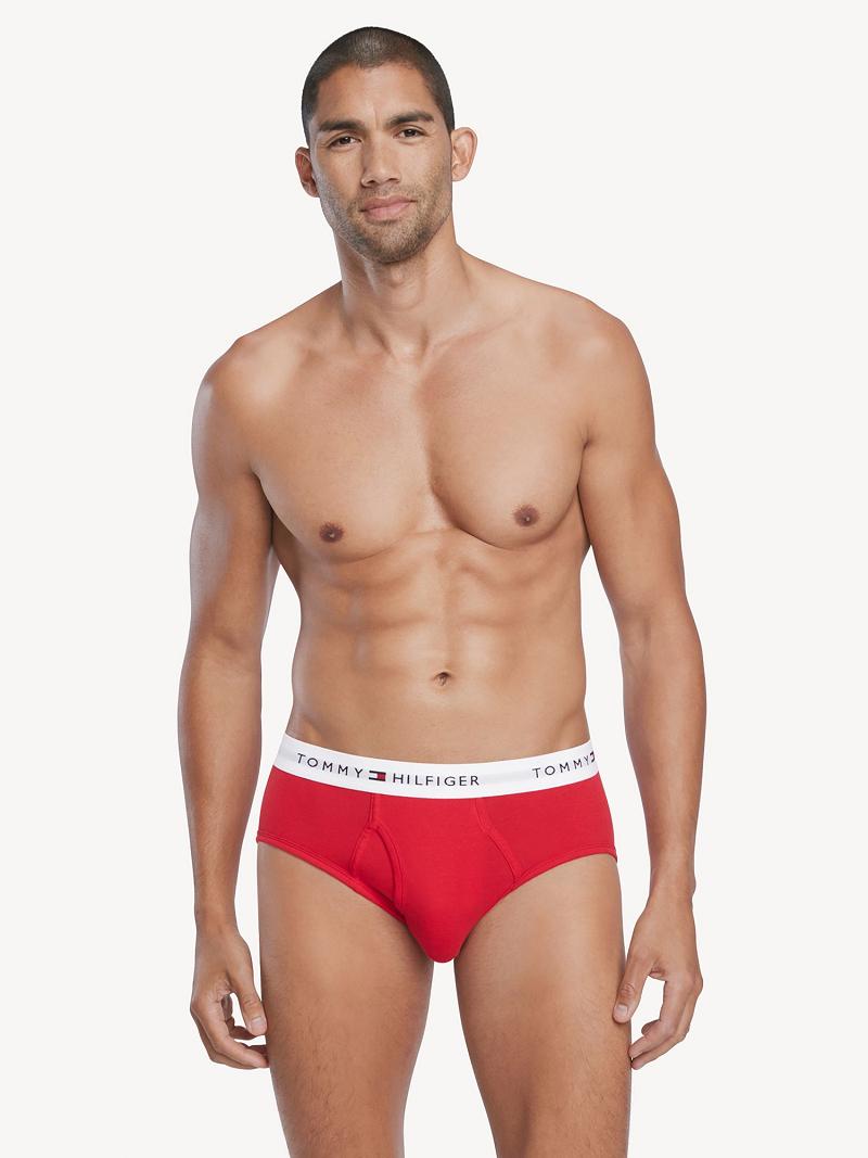 Férfi Tommy Hilfiger Pamut classics brief 4pk Briefs Piros Királykék Kék Fekete | HU 1324BEX